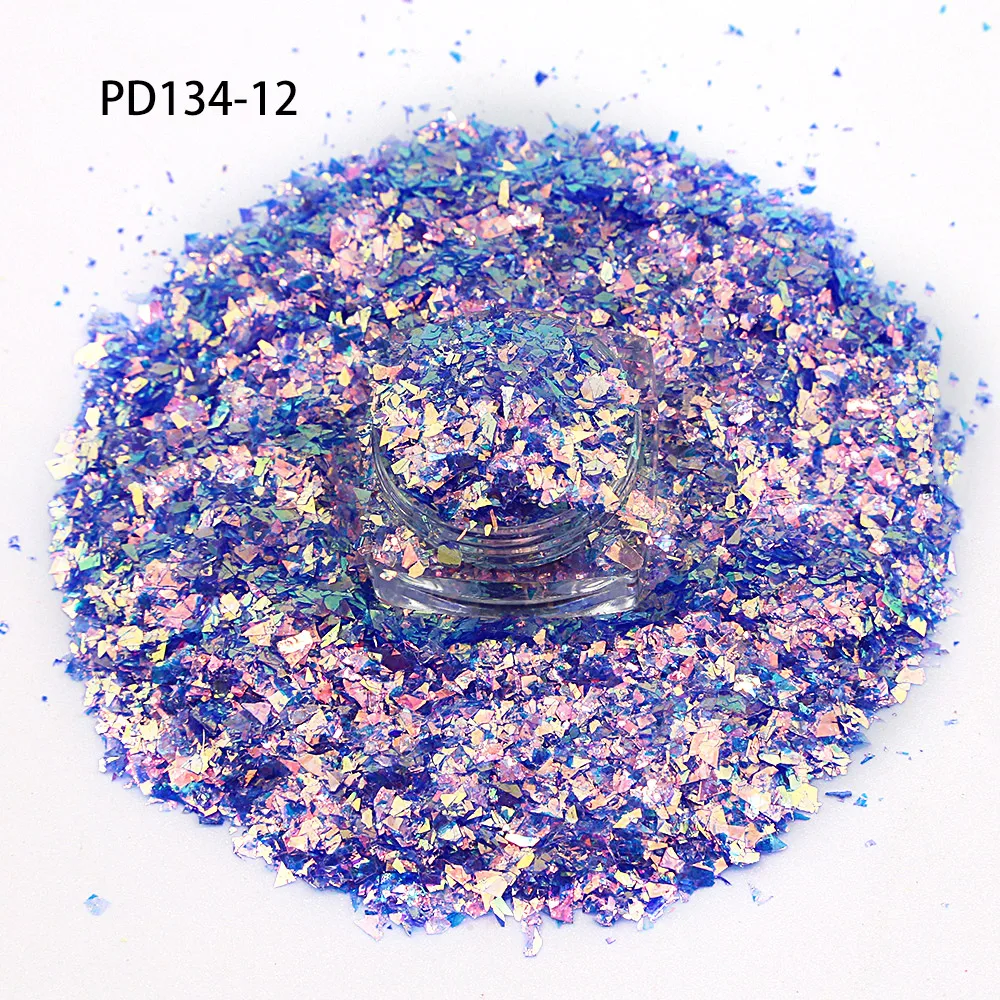 

50G /12Color Irregular Glitter Flake Small Iridescent Purple/Blue Nail Art glitter- Unicorn Glass Iridescent glitter (By Weight)