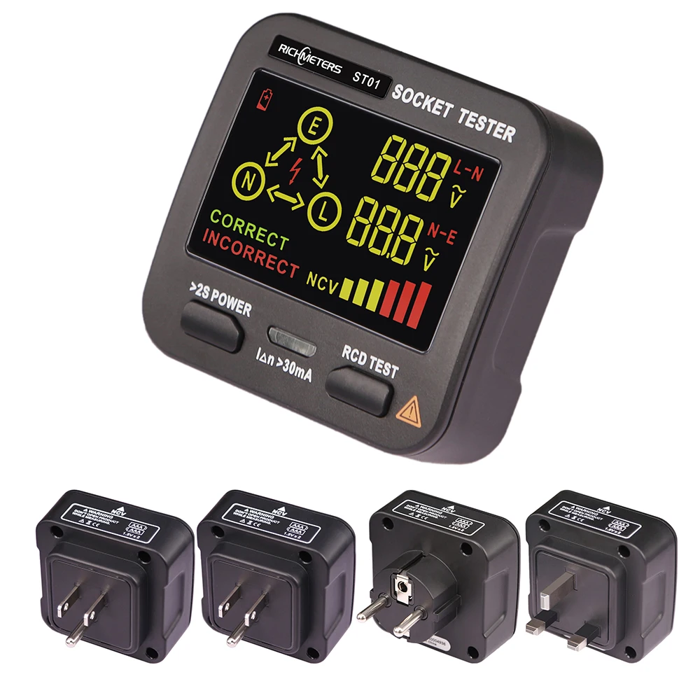 Socket Tester AC Electric Digital Display Plug Voltage Pro EU UK US AU NCV Grounding Circuit Breaker Finders | Инструменты