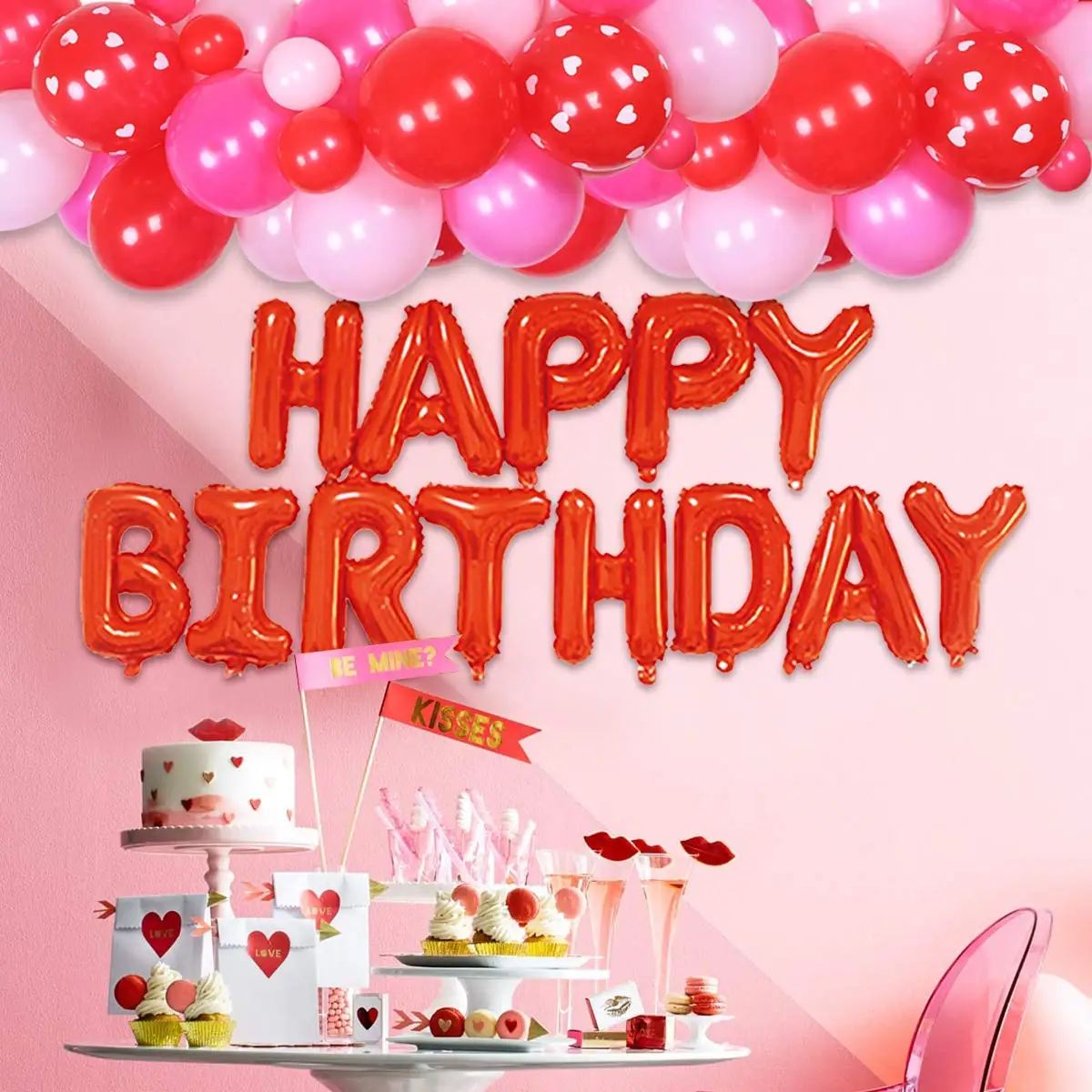 Вещь ко Дню Святого Валентина красный розовый белый воздушный шар гирлянда