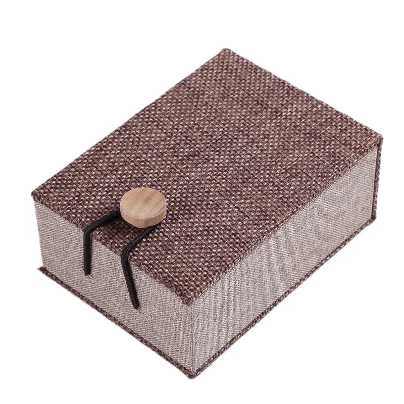 4 шт. льняная шкатулка Органайзер из мешковины деревянная Пряжка Подвеска