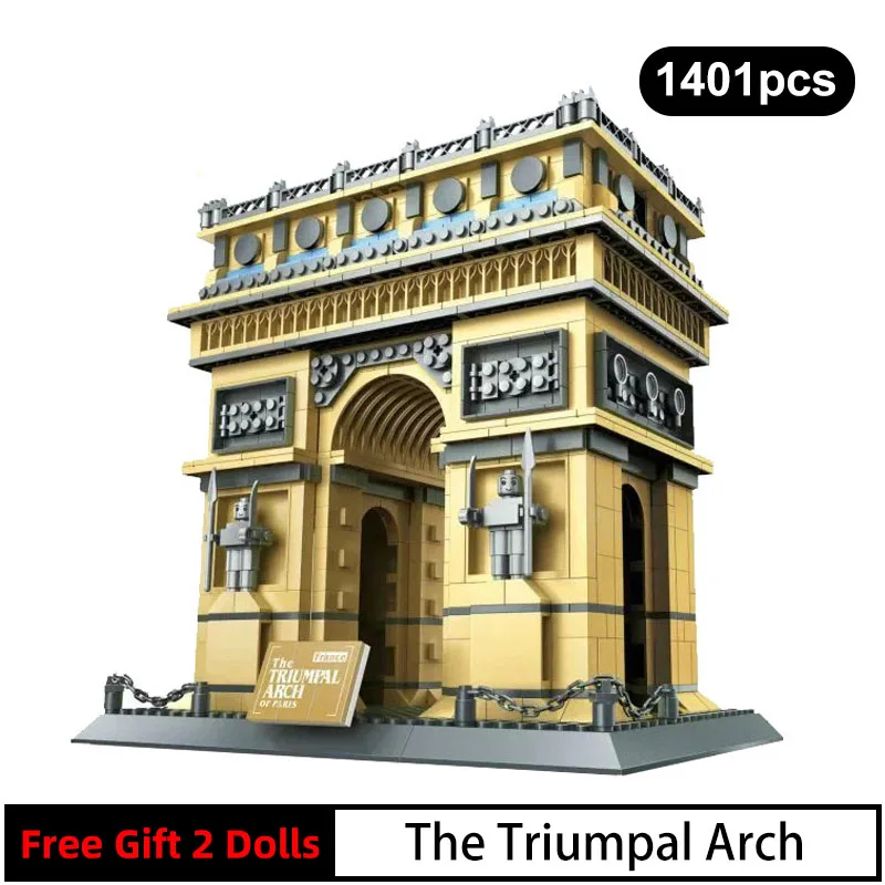 1401pcs No Box 1401 шт., 8021, серия "Великая мировая архитектура", Триумфальная арка Парижа, сделай сам, знаменитые строительные блоки, модели, город, детские игрушки, подарки - Цвет: 1401pcs No Box