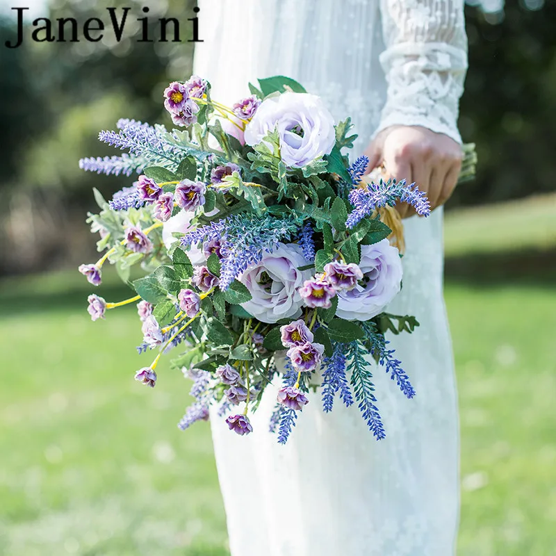 JaneVini букет невесты из фиолетового шелка лаванды искусственные цветы для свадьбы