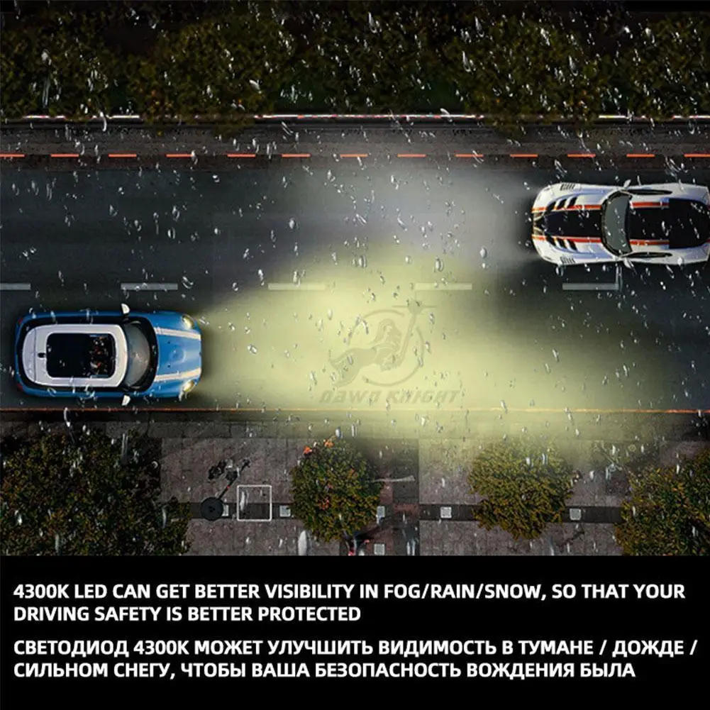 

H8 H11 H7 9005 H1 H4 4300K светильник автомобильные лампы с теплым белым светом 9012 9006 светодиодсветильник фары комплект противотуманных фар светодиод...