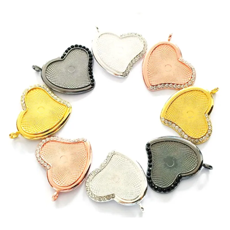 

50PCS Heart Tray in 25mm for women DIY Necklace Crafts T24