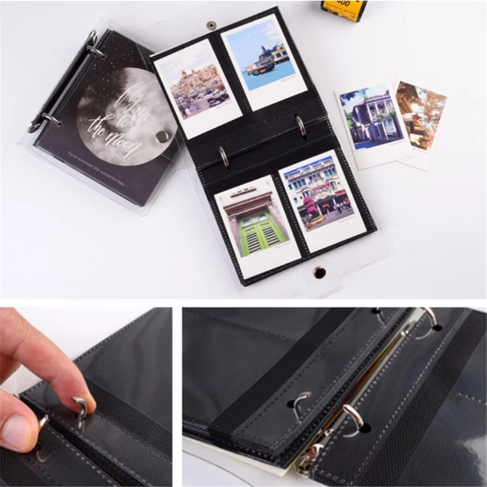 

100pockets Loose Leaf Photo Album ID Name Card Holder Camera Film Ticket Card Holder Mini Photo Album Binder Ring Notebook