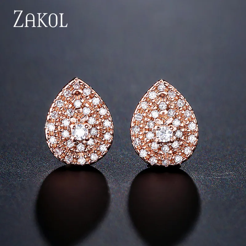 ZAKOL простые высококачественные каплевидные серьги с цирконием кубической