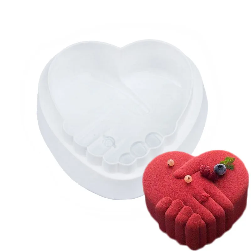 

1PCS Silicone Small Romantic Heart Peace Hand Molds For Dessert Chocolate Mousse Pan Mold Cake Baking Tools