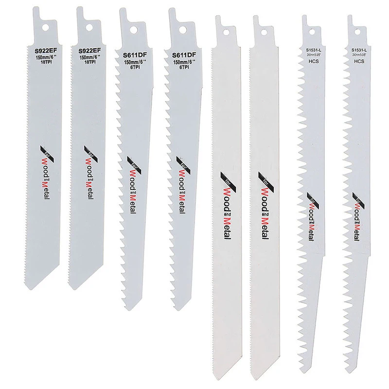 

8Pcs Reciprocating Saw Blade For 611DF/S922EF/S1122HF/S1531-L MakitaHitach Woodworking Tools Accessory Wood Metal PVC Cutting