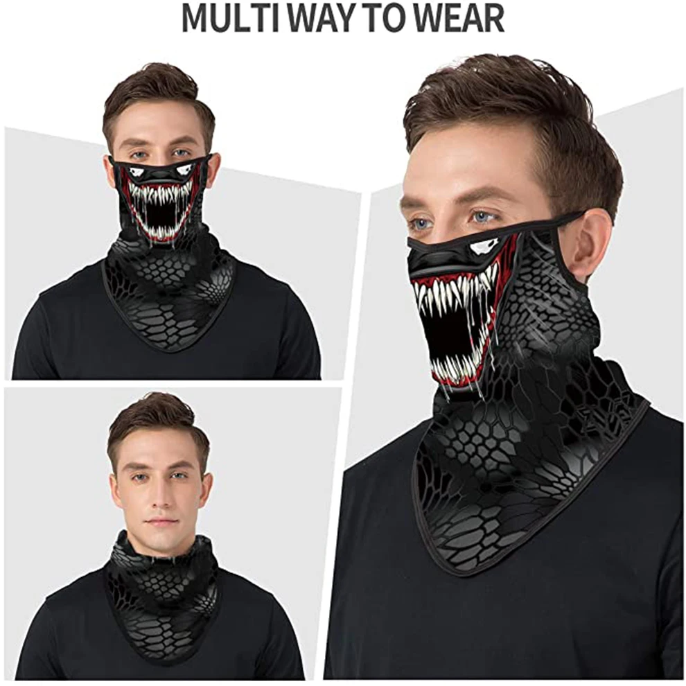 3D Веном шейный шарф с петлями для ушей треугольная маска Обложка лица Балаклава