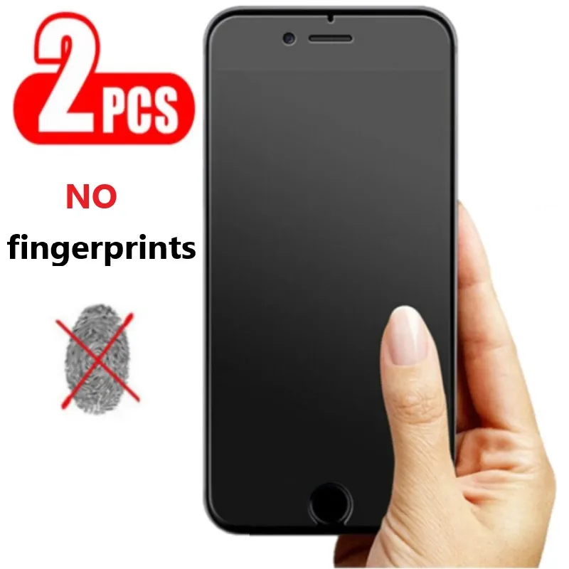 

2PCS No fingerprint matte Glass for iphone 11 12 Pro Max mini 7 8 Plus frost screen protector on iphone SE 2020 6s X XR XS glass