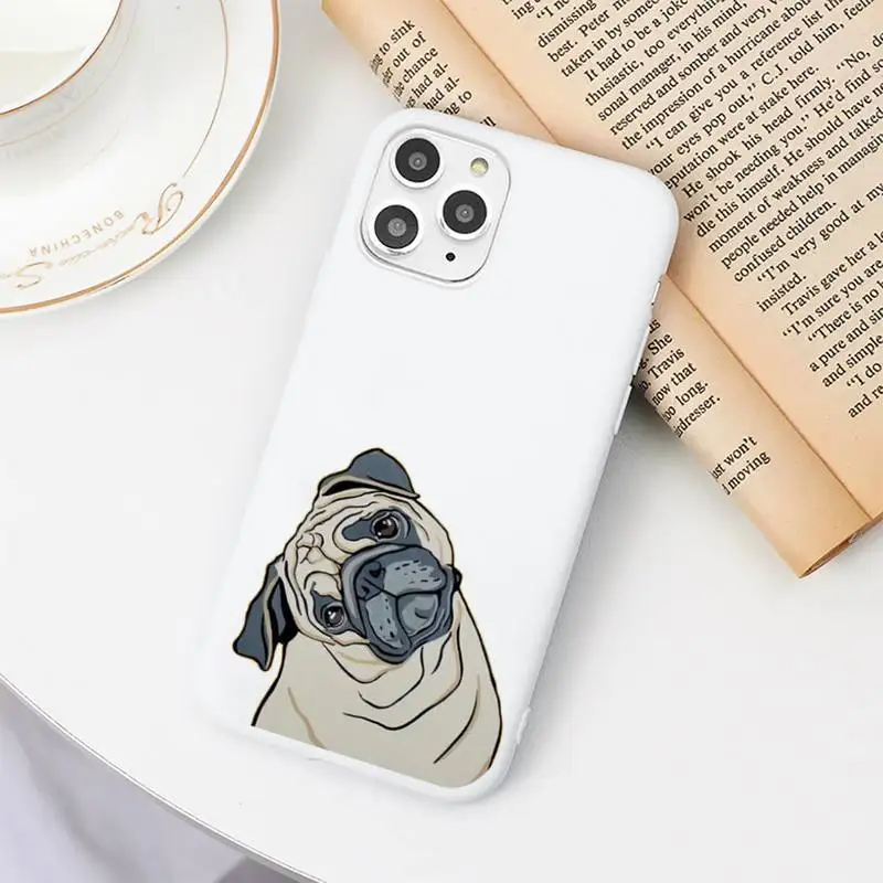 

Cute dog Phone Case Candy Color White for iPhone 11 pro XS MAX 8 7 6 6S Plus X 5S SE 2020 XR