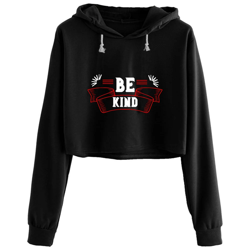 

Choose Kind Crop Hoodies Women Anime Emo Aesthetic Kpop Pullover For Girls