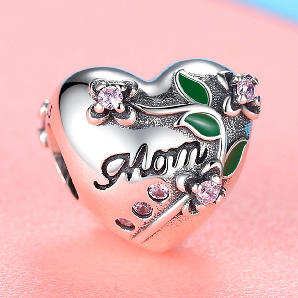 Подходят оригинальный талисманы браслет 925 пробы серебро мама шарма сердца
