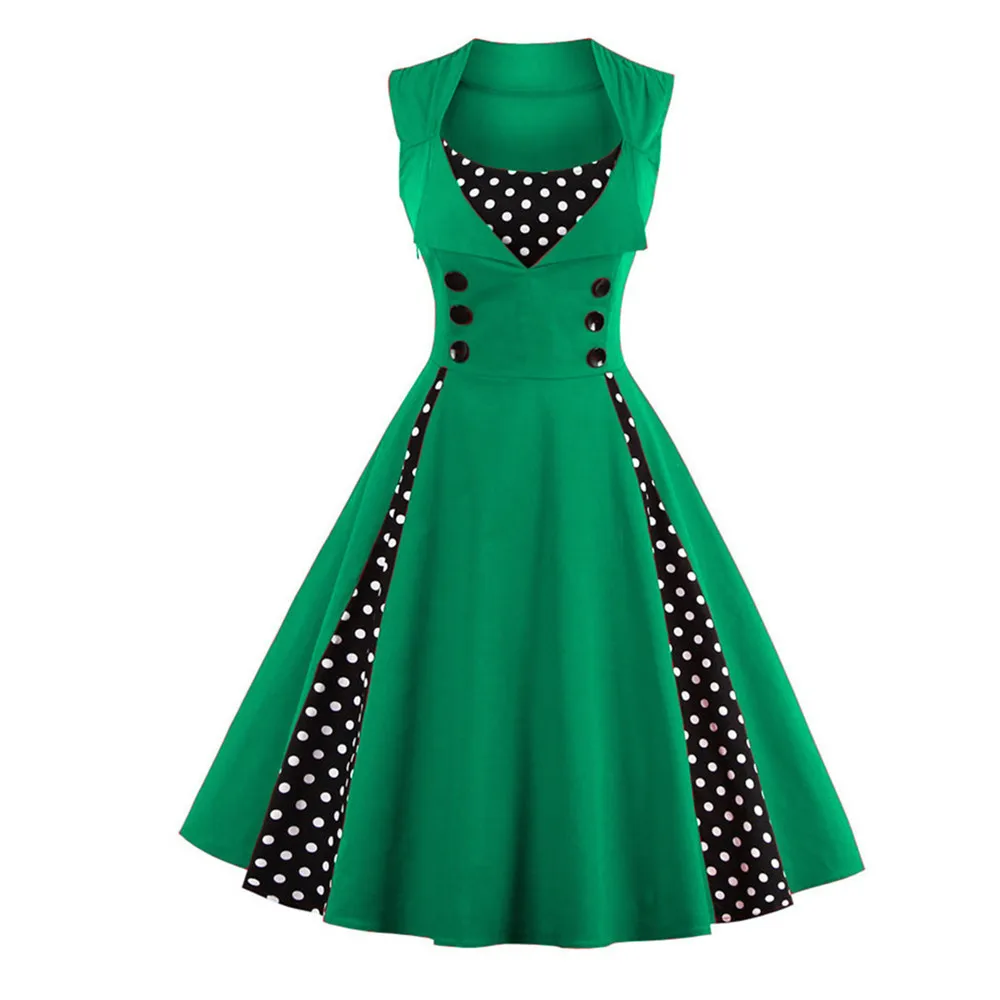 

Women Robe Retro Vintage Dress 50s 60s Rockabilly Dot Swing Pin Up Summer Party Dresses Elegant Tunic Vestidos Casual Plus Size