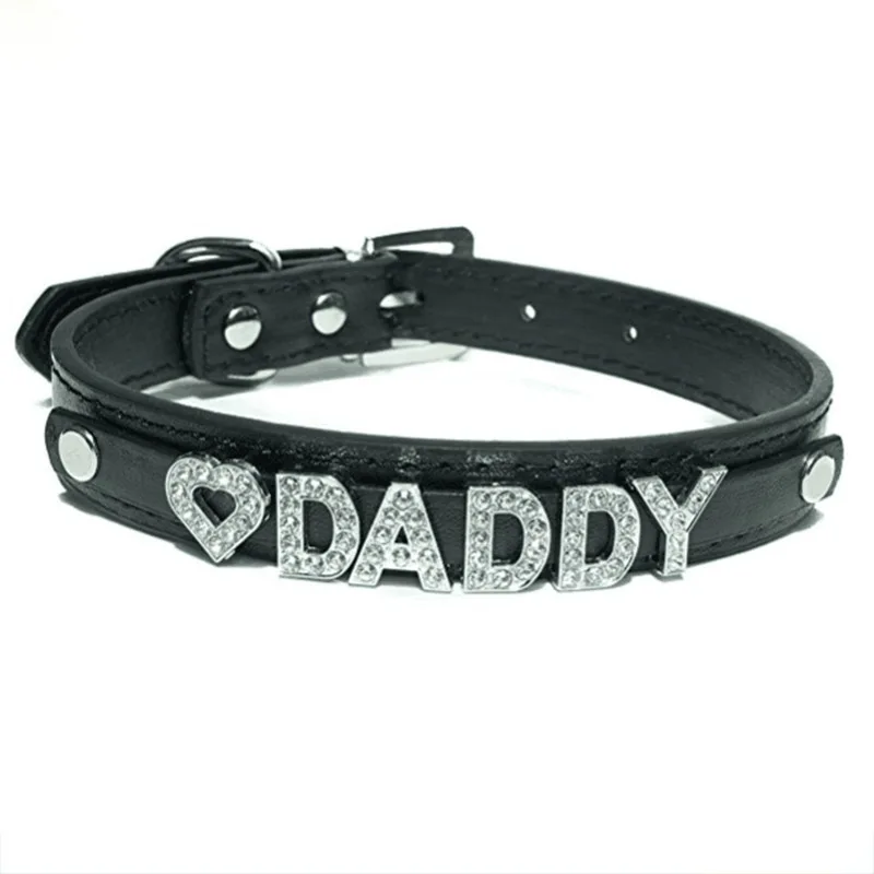 Black neck Daddy Dom DDLG/кожаный ошейник ABDL - Окраска металла: Black neck