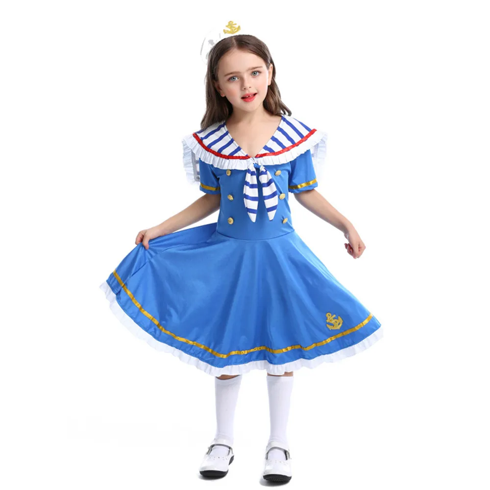 Детский костюм моряка для девочек милый матросский Морской Костюм нарядное