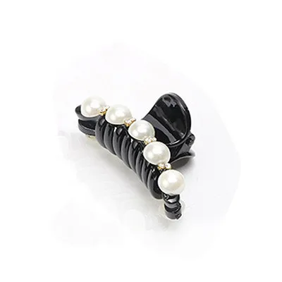 black large Корейский женский кристалл волос Краб Волосы коготь зажим смолы Barette Топ захват Кристалл Стразы шпильки с жемчугом аксессуары для волос - Цвет: black large