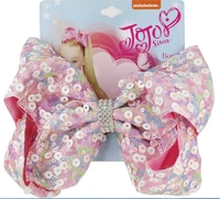 sale 8inch large sequin bow hair clip for girl kids handmade bling jumbo rainbow knot hair bow hairpin hair accessories