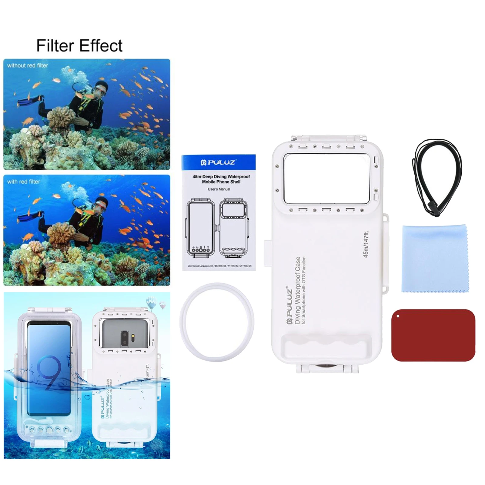 

Водонепроницаемый чехол, для всех, для телефона, профессионального фото, видео, дайвинга, Снорклинга, плавания, Водонепроницаемый Чехол 45 м