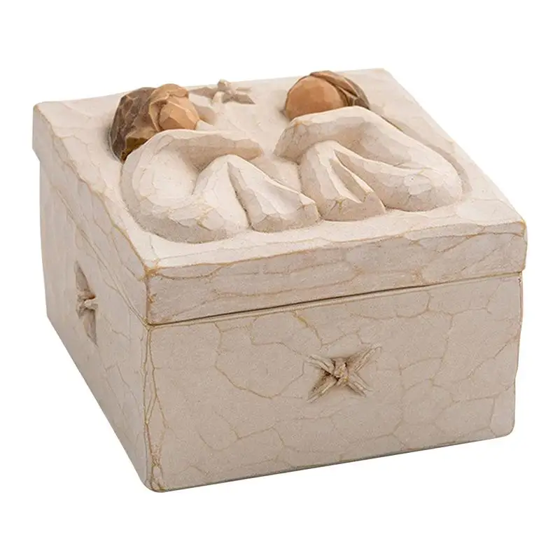 

1 Pc Decorative Treasure Box With Engraved Art Trinket Box Mini Storage Chest for Office Indoor