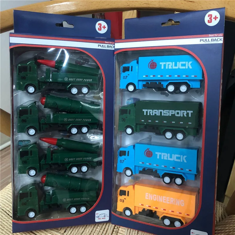 4pcs Diecast Engineering Car Models Fire Fighting Military Truck Toys for Children Kids Vehicle Gift Excavator Tractor Toy |