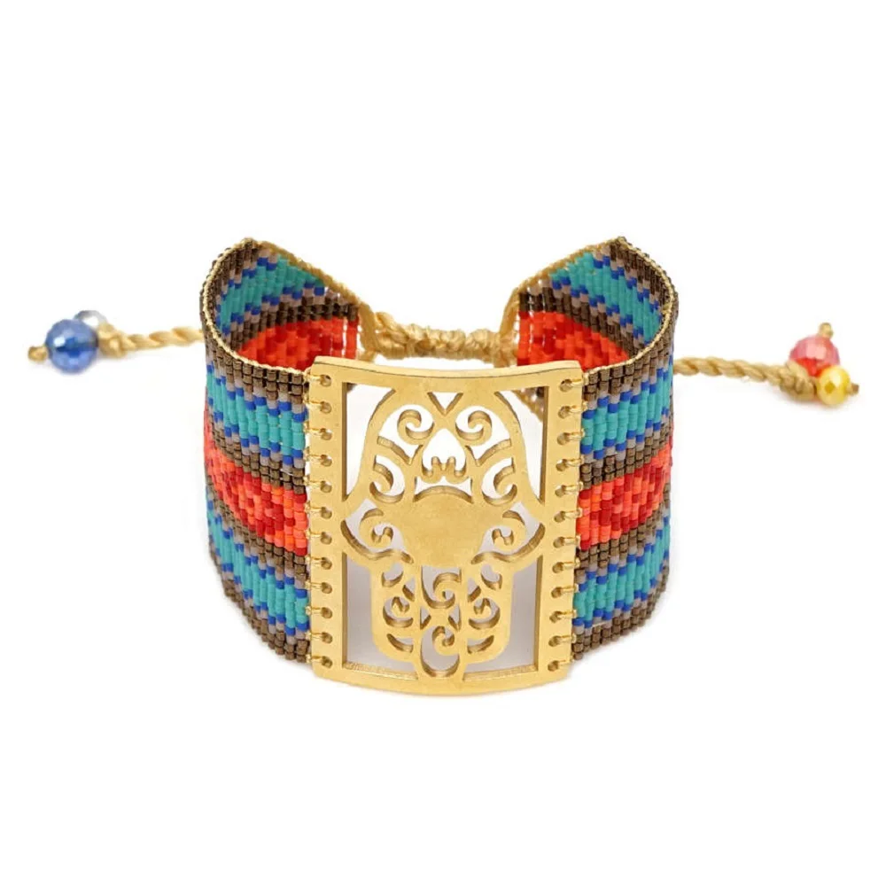 Go2boho MIYUKI Fatima Хамса браслеты ручной работы Pulseira Mujer браслет женский богемный Летний пляж Бохо ювелирные изделия ручной работы ткацкий станок