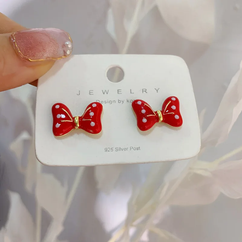 

2021 New Bowknot Earrings 925 Silver Earrings Cartoon Earrings Woman Girl Earrings Cute Sweet Jewelry Earrings Gift