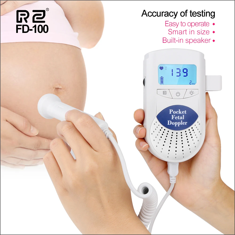 

RZ Digital Fetal Doppler Ultrasound Sound Baby Heartbeat Detector Monitor LED Digital Prenatal Pocket Fetal Doppler Stethoscope