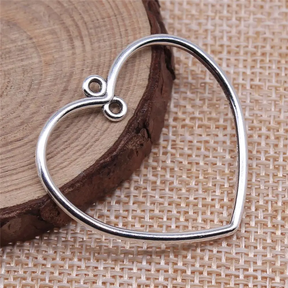 

Earring Charms For Jewelry Making 20pcs Hollow Heart Connector Charms 32x35mm Antique Silver Plated