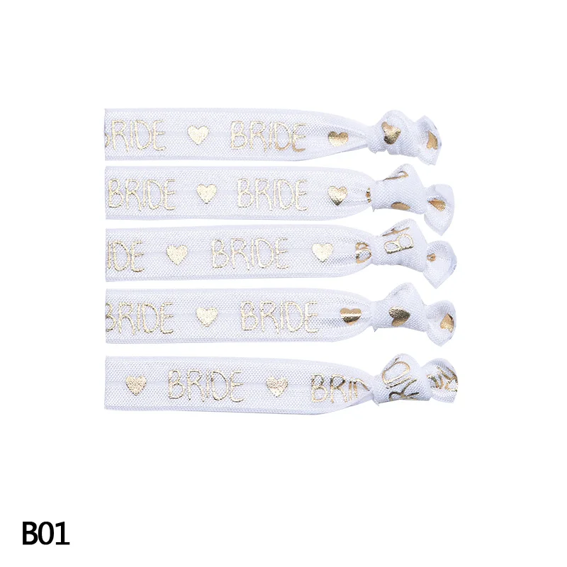 B01 bride bride 10 шт. надпись «Bride Tribe» девичник волос Веревка девичник браслет с надписью "Bride To Be" племени повязка на руку для волос аксессуары для свадебного декора - Цвет: B01 bride bride