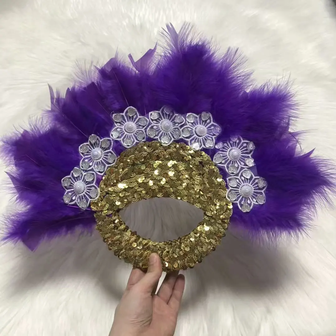 1 шт. Африканский бежевый индейка перо ручной вентилятор ручная работа Фанаты для