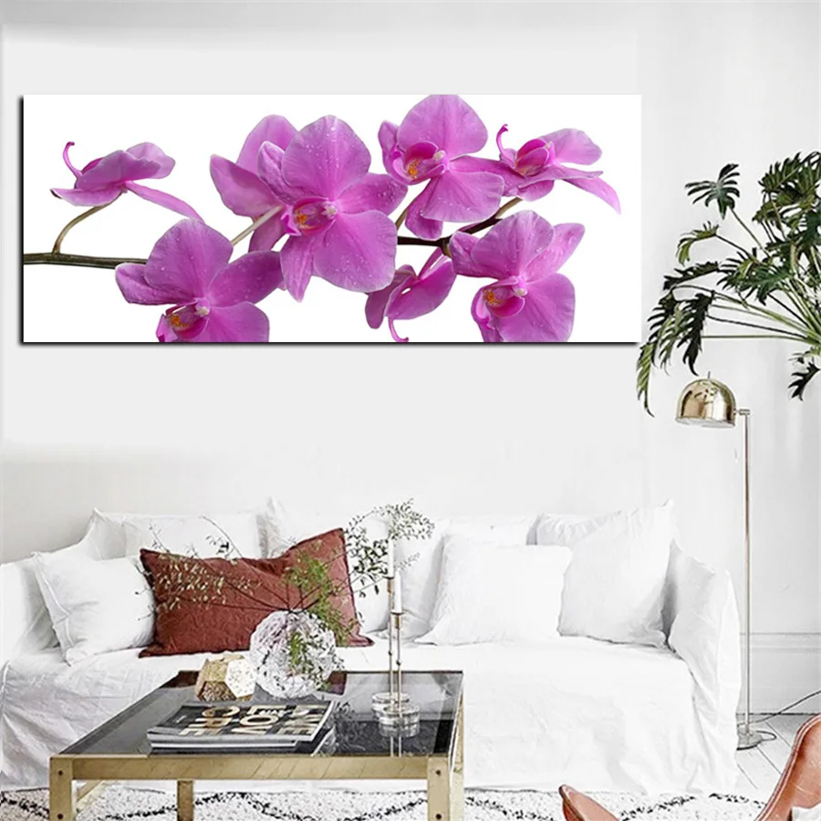 

square/round Emeroidery DIY diamond painting cross stitch diamond mosaic Pink Orchid Flower full display pop art home decor