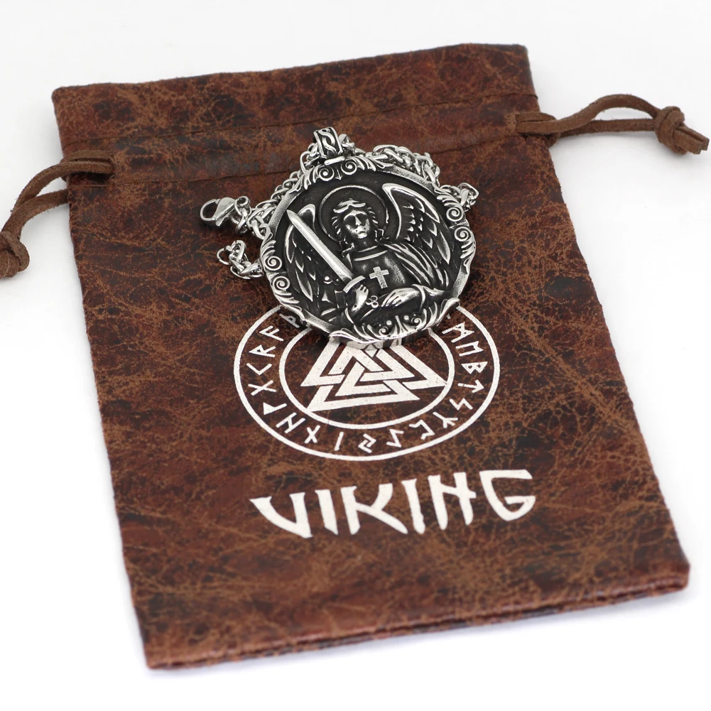 Ожерелье с амулетом из нержавеющей стали изображением св. Майкла и арчангеля |