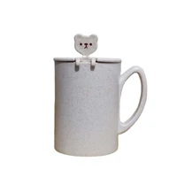 new piggy mug straw fiber glass handle with lid wide mouth cup creative gift water customization