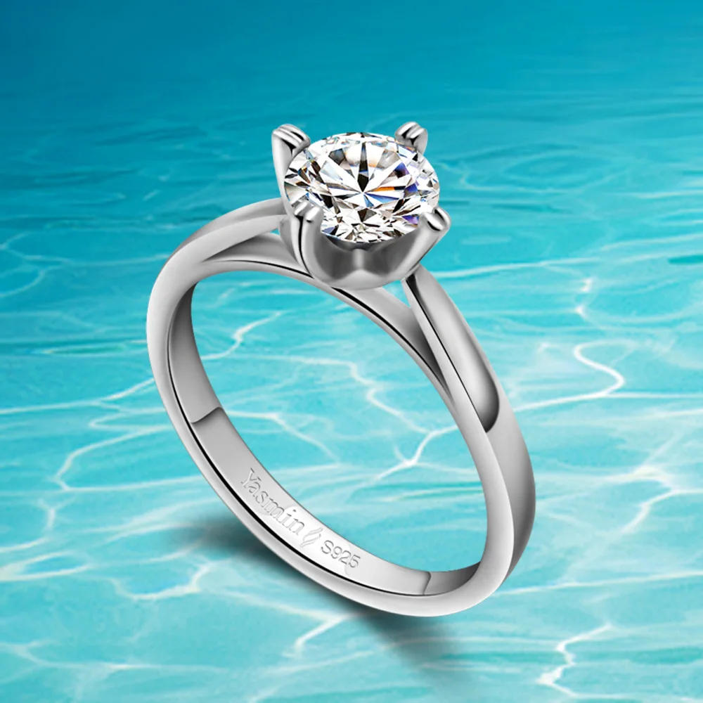 Современная мода Женское кольцо тренд белый кристалл четыре когти циркон