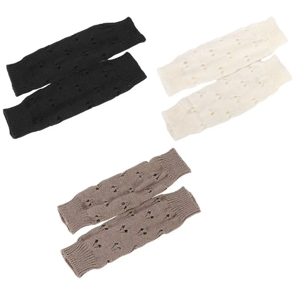 

Женские зимние перчатки с открытыми пальцами, длинные вязаные теплые перчатки унисекс с отверстием для большого пальца