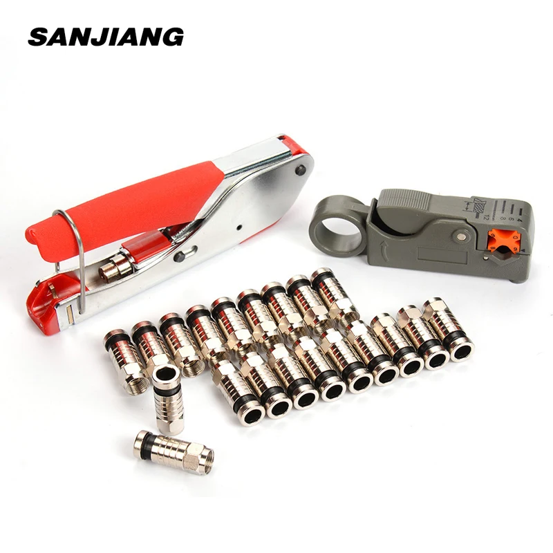 

12pcs/22pcs Coaxial cable crimping pliers set wire stripping tool kit RG6/RG59 Compression F Connectors crimper Tools