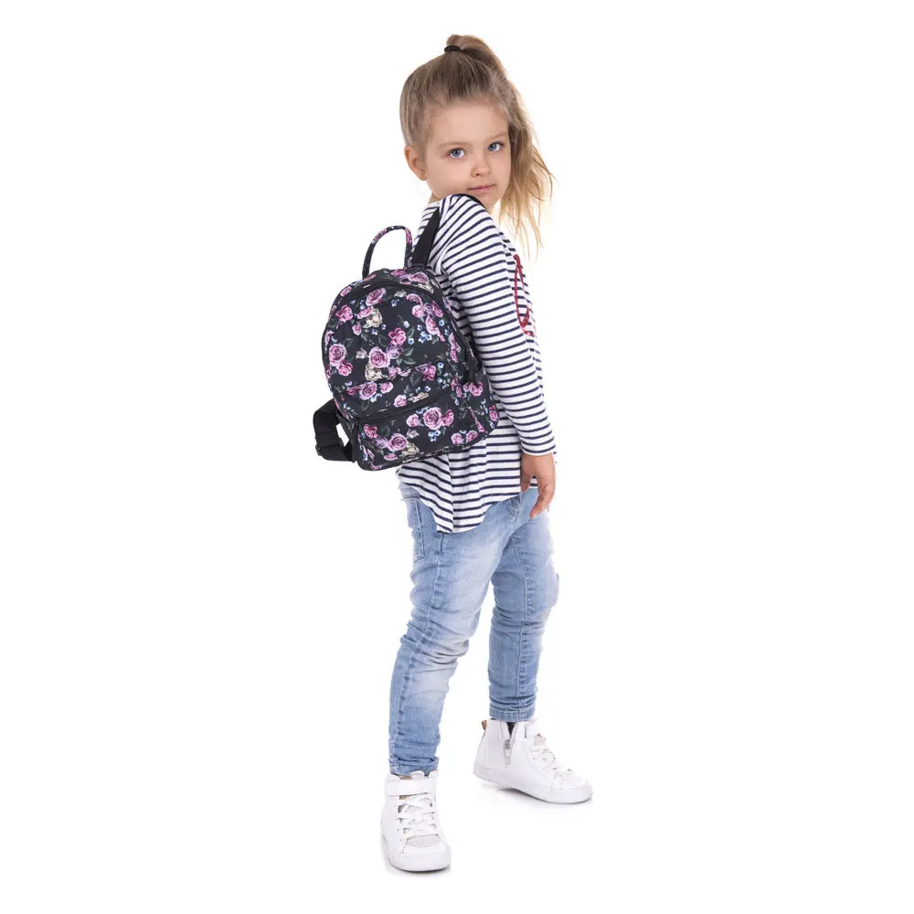 Fashion Flowers Print Backpack Women Casual Mini School Bag For Girl 1-5 Grade Waterproof Travel Rucksack For Teens