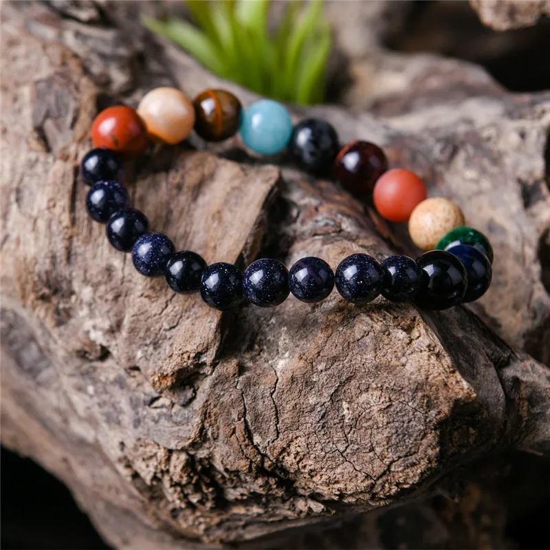 10 мм браслет из бисера с восьмипланетными шариками для мужчин натуральный камень