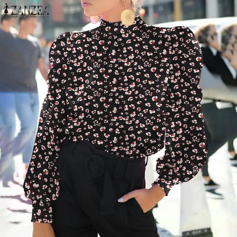 

Женская блузка с цветочным принтом ZANZEA 2022, Весенняя винтажная рубашка с длинным рукавом-фонариком, праздничные блузки, рубашка, повседневны...