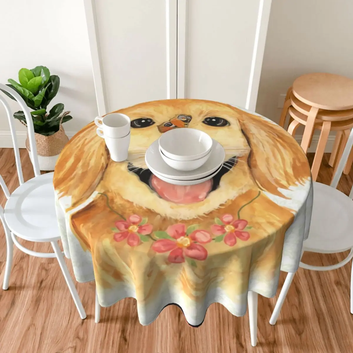 Скатерть с изображением собаки золотистого ретривера скатерть для стола из