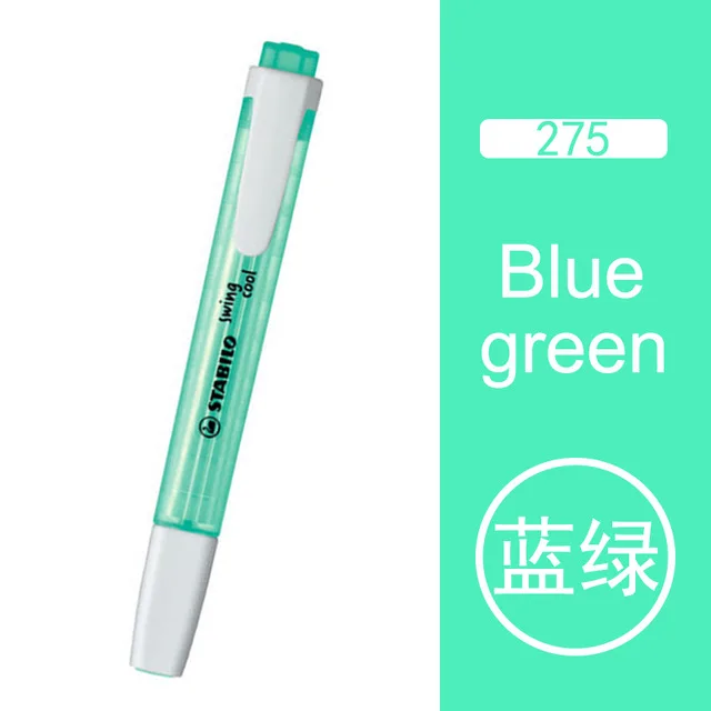 Blue-green Stabilo кристаллический стержень PP материал хайлайтер 1 шт. SwingCool 275 не токсичный маркер ручка для офиса/студента с маркером - Цвет: Blue-green