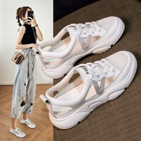 comfort 2021 summer sandals women sneakers mesh casual platform trainers shoes flat heels shoes female cutout casual slippers