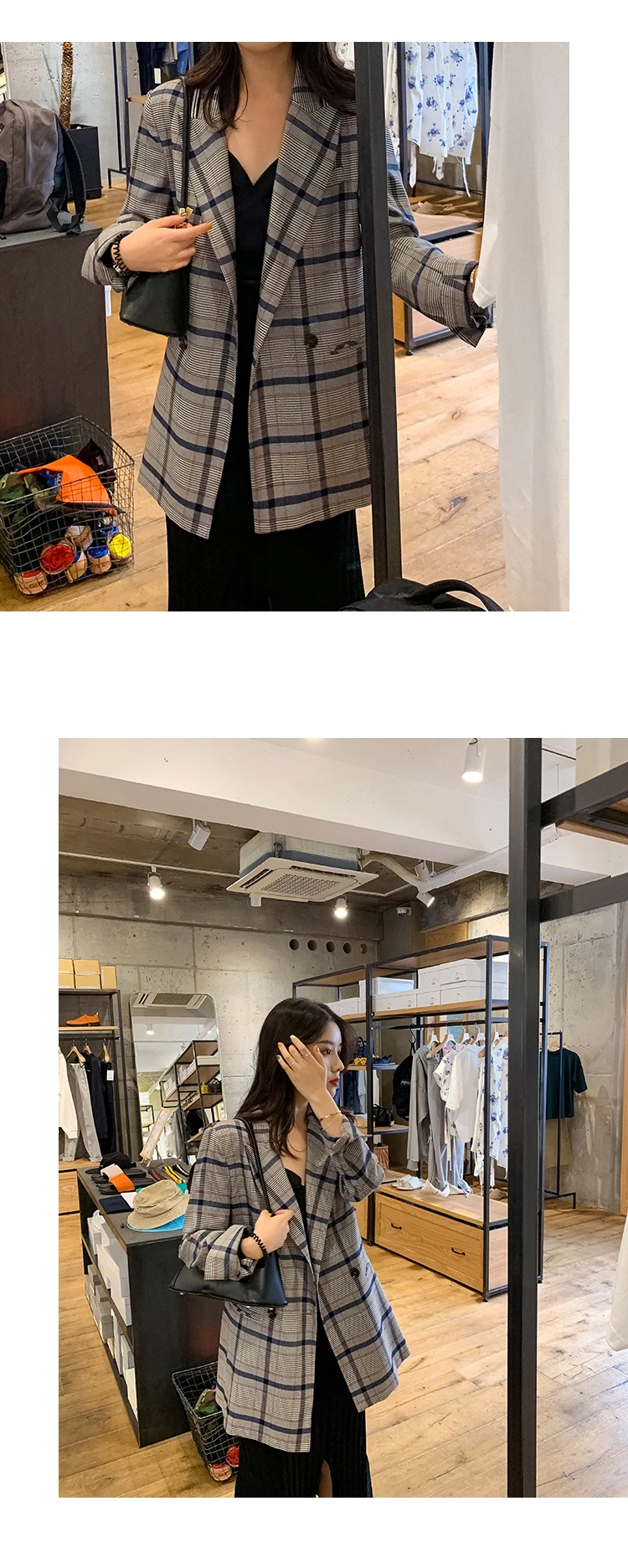 Women Winter Autumn Plaid Suit Jacket Female Coat Fashion Clothing Slim Blazer