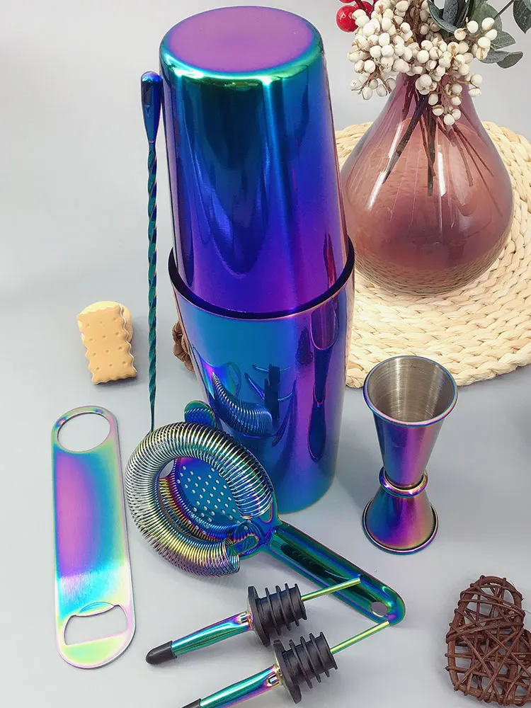 Бостонский коктейльный шейкер Cocktail набор из 8 штук нержавеющая сталь Rainbow для