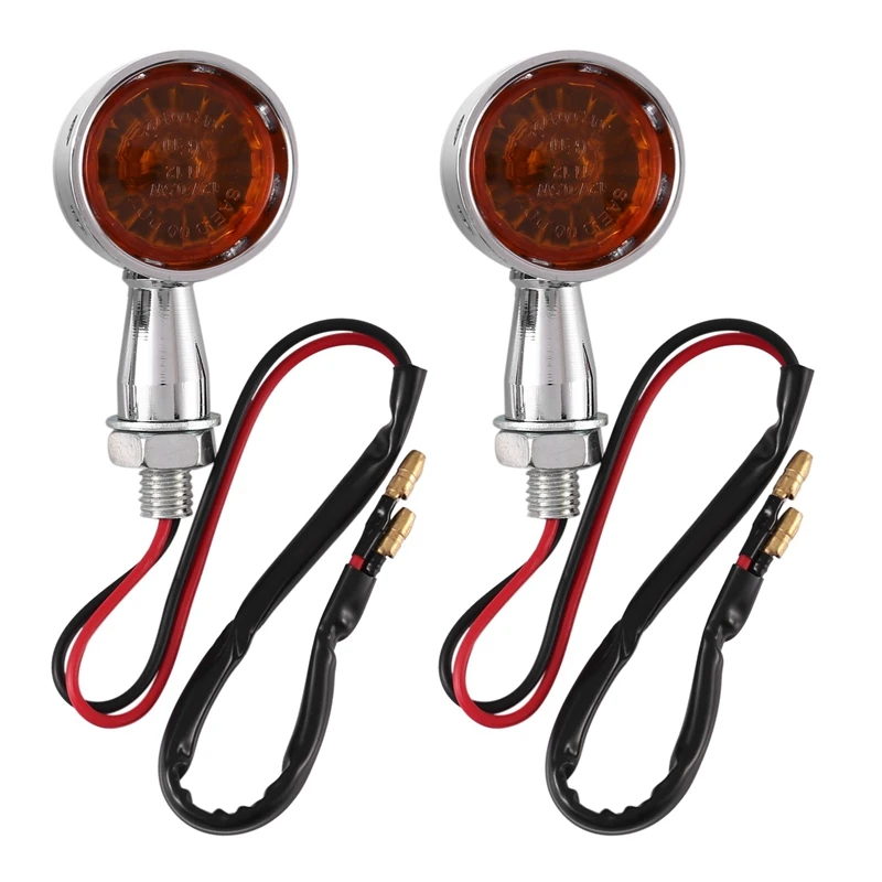 

2Pcs/Set Motorcycle LED Retro Turn Signals Blinker Amber Indicator Light Universal for Honda Yamaha Suzuki
