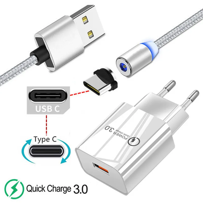Магнитный светящийся зарядный кабель Type-C для Samsung S20 A71 A50 USB 3 0 быстрая зарядка Honor
