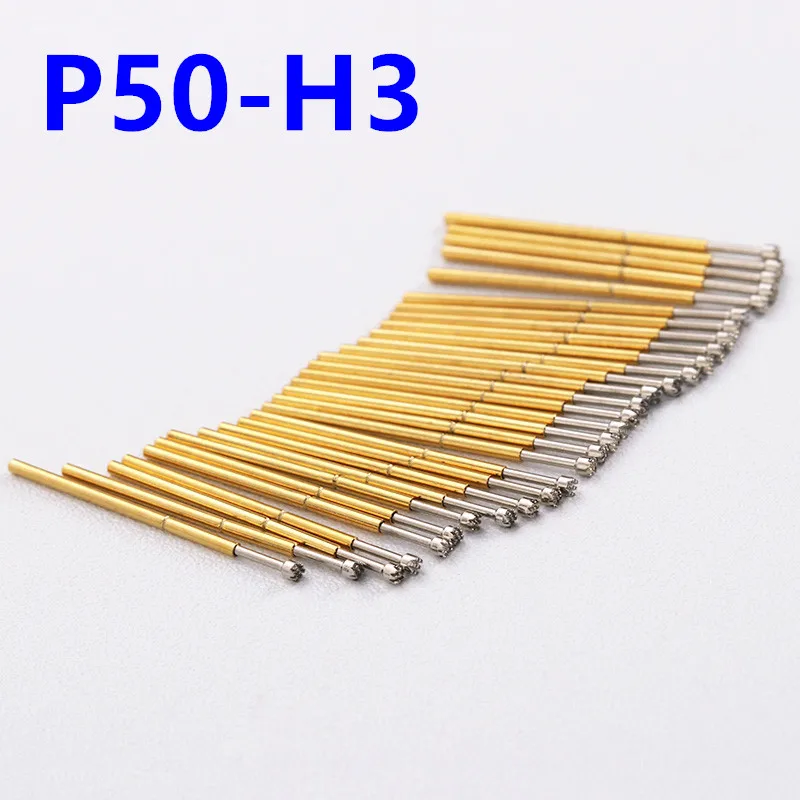 100PCS P50-H3 Copper Metal Probe Nickel Plated Spring Test Pin Test Probe Length 16.55mm Test Accessories Probe P50-H