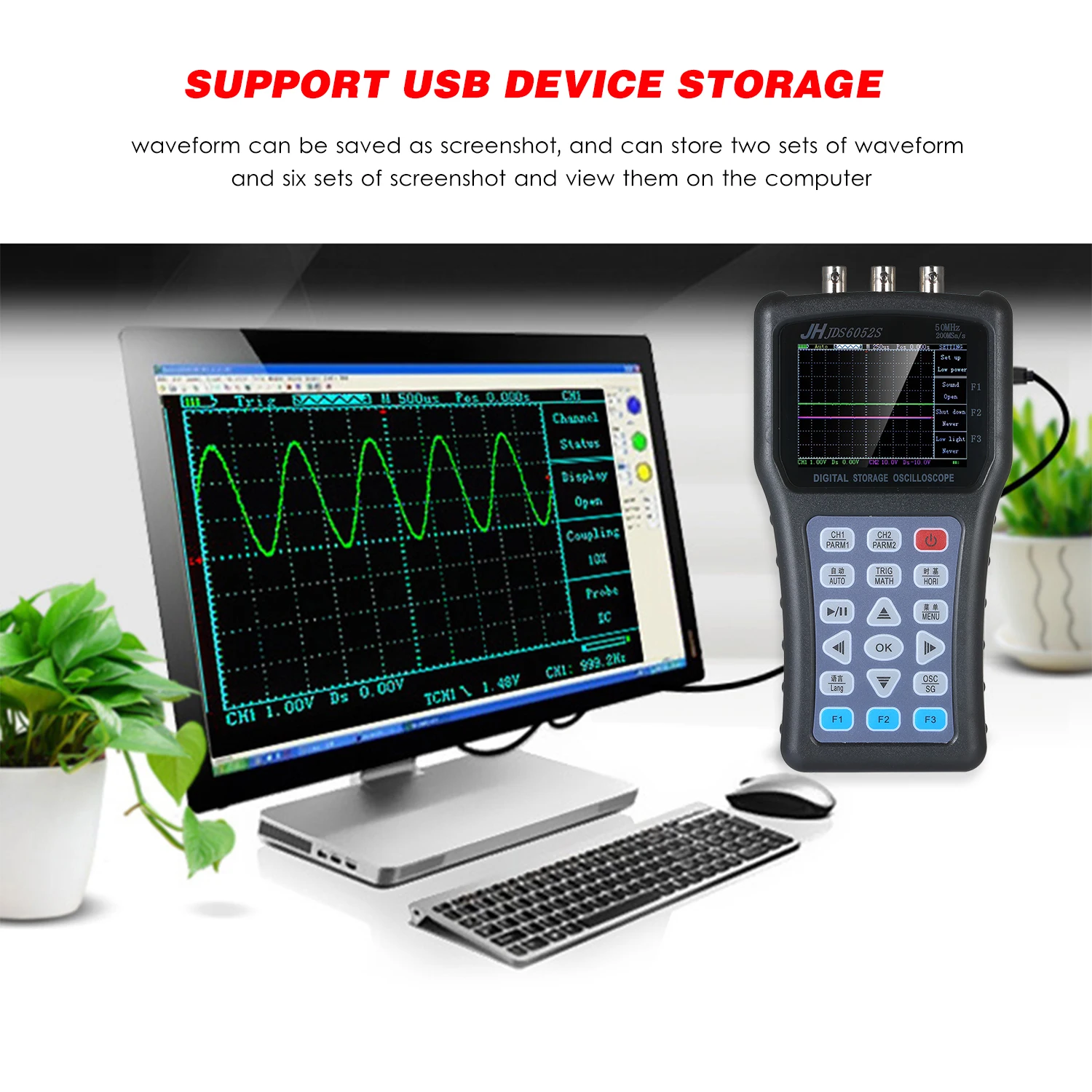 2 в 1 осциллограф и генератор функциональных сигналов двухканальный портативный