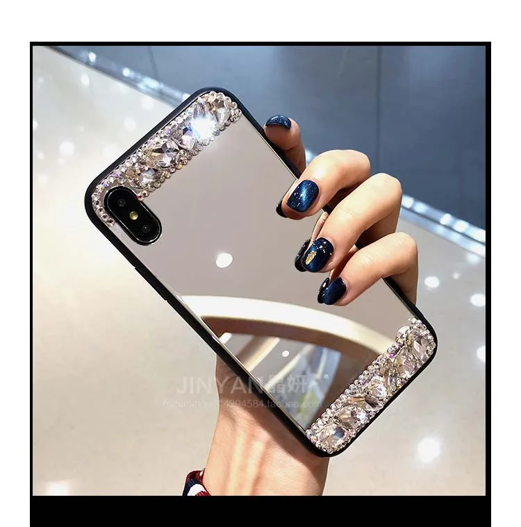 Роскошный блестящий Кристальный Алмазный зеркальный стеклянный чехол для Apple